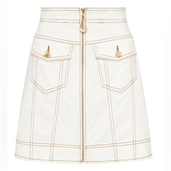 Aje Mia Denim Mini Skirt in White/Tan - Size 6 - Picture 3 of 3